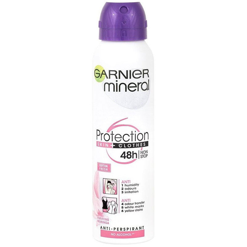 اسپری ضد تعریق زنانه گارنیه مدل protection 6 Cotton Fresh حجم 150 میلی لیتر 1 اسپری ضد تعریق زنانه گارنیه مدل protection 6 Cotton Fresh