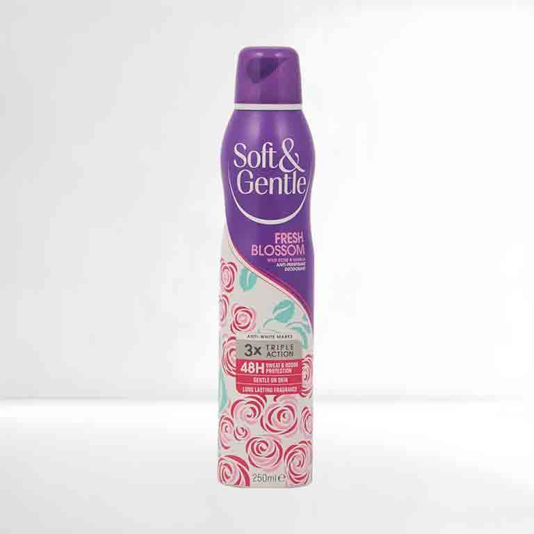 اسپری ضد تعریق زنانه سافت اند جنتل مدل Fresh Blossom حجم ۲۵۰ میل 1 اسپری ضد تعریق سافت اند جنتل Fresh Blossom
